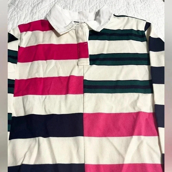 Vineyard Vines Polo Shirt Girls Rugby Pink Green Long Sleeve NWT Size Large - Picture 6 of 12